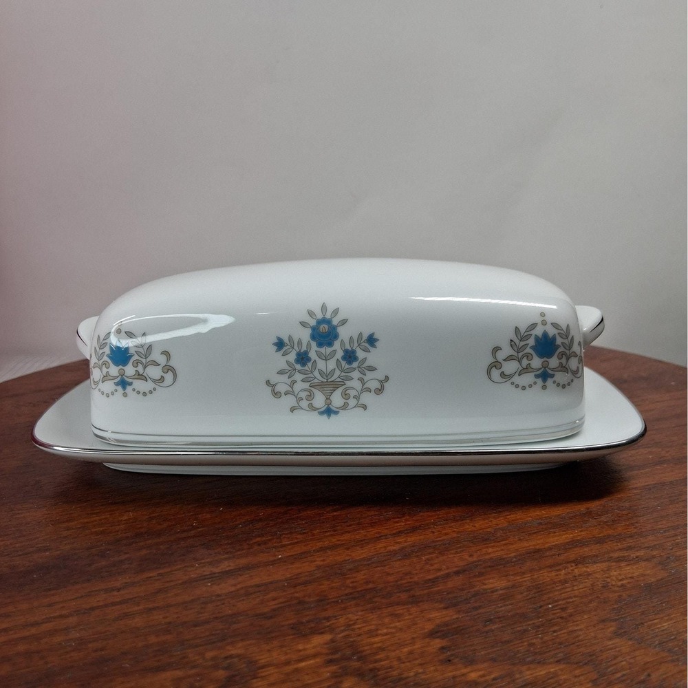 Noritake Octavia Pattern Butter Dish with Lid Vintage Floral Porcelain Floral